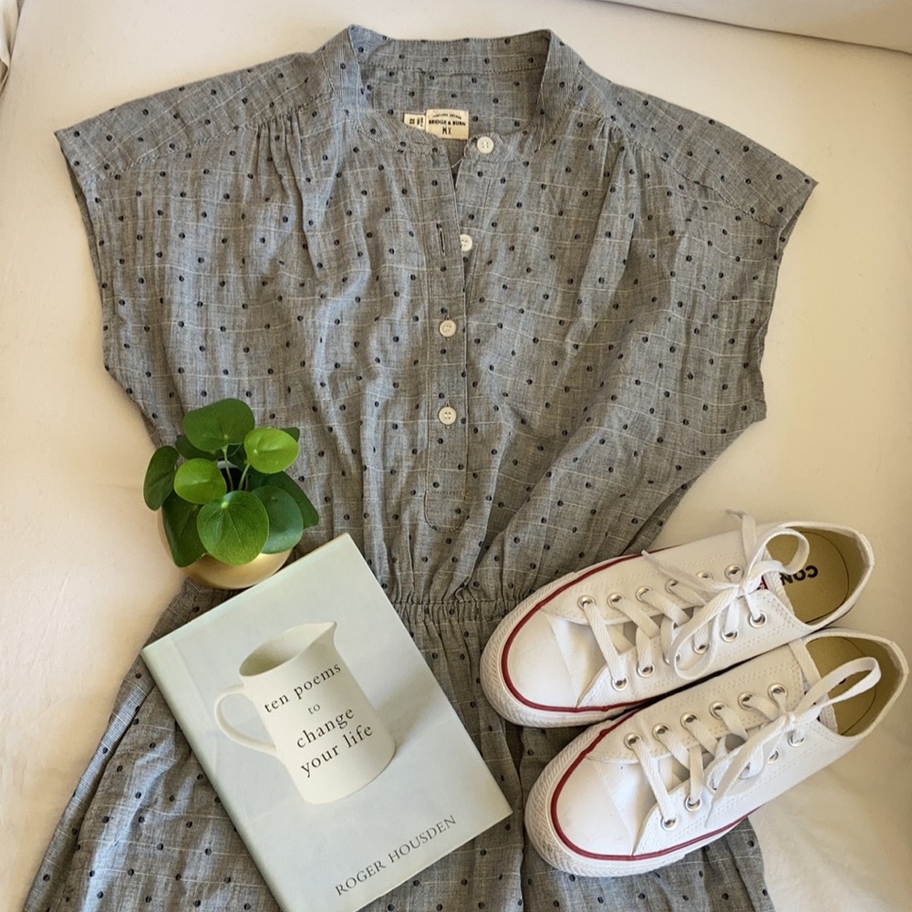 Cotton shirt dress with pockets